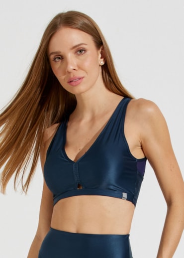 TOP DECOTE V FRANCE AZUL COM BOJO REMOVÍVEL