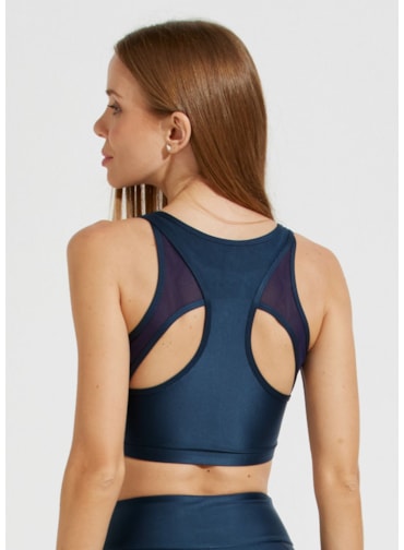 TOP DECOTE V FRANCE AZUL COM BOJO REMOVÍVEL