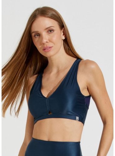 TOP DECOTE V FRANCE AZUL COM BOJO REMOVÍVEL