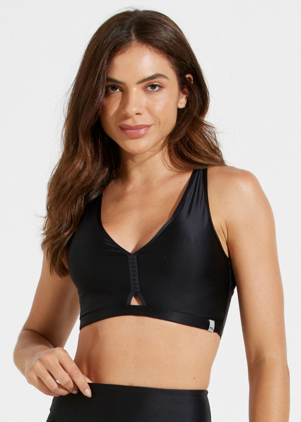 TOP DECOTE V FRANCE PRETO COM BOJO REMOVÍVEL