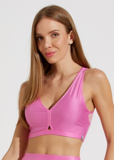 TOP DECOTE V FRANCE ROSA COM BOJO REMOVÍVEL