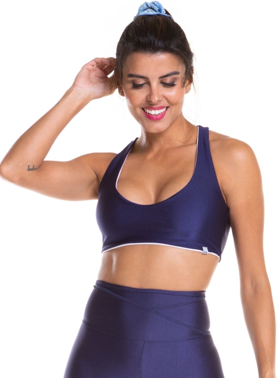 TOP DUPLA FACE DANCE AZUL MARINHO  / BRANCO