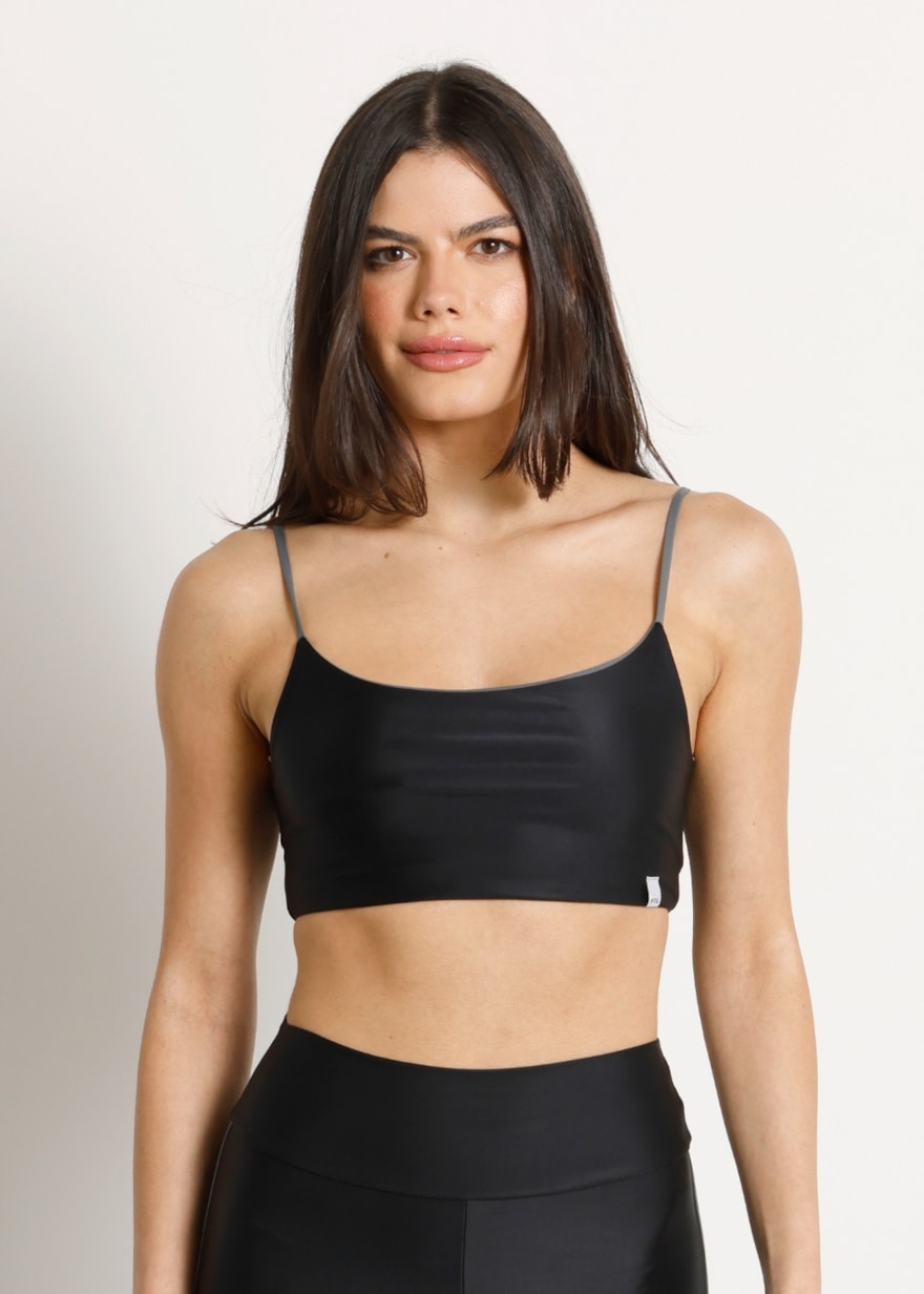 TOP DUPLA FACE HEAT ATK PRETO/CINZA TOP DUPLA FACE HEAT ATK PRETO/CINZA