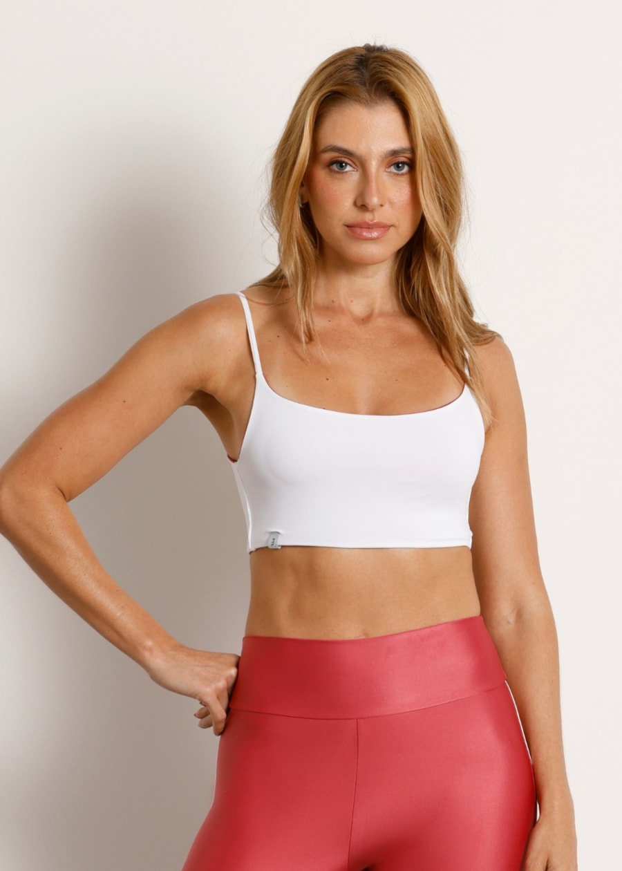 TOP DUPLA FACE HEAT ATK ROSA ESCURO / BRANCO