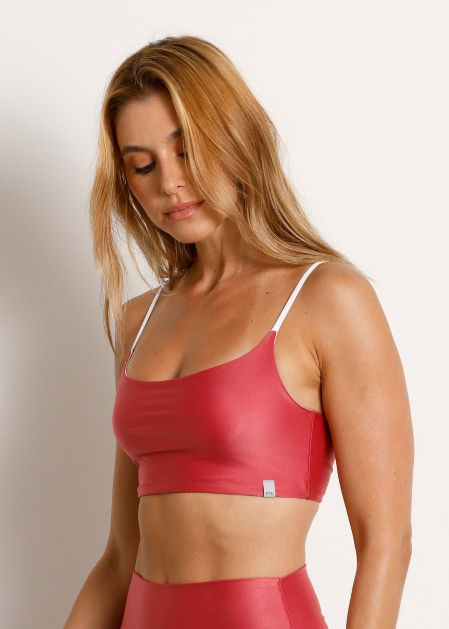 TOP DUPLA FACE HEAT ATK ROSA ESCURO / BRANCO