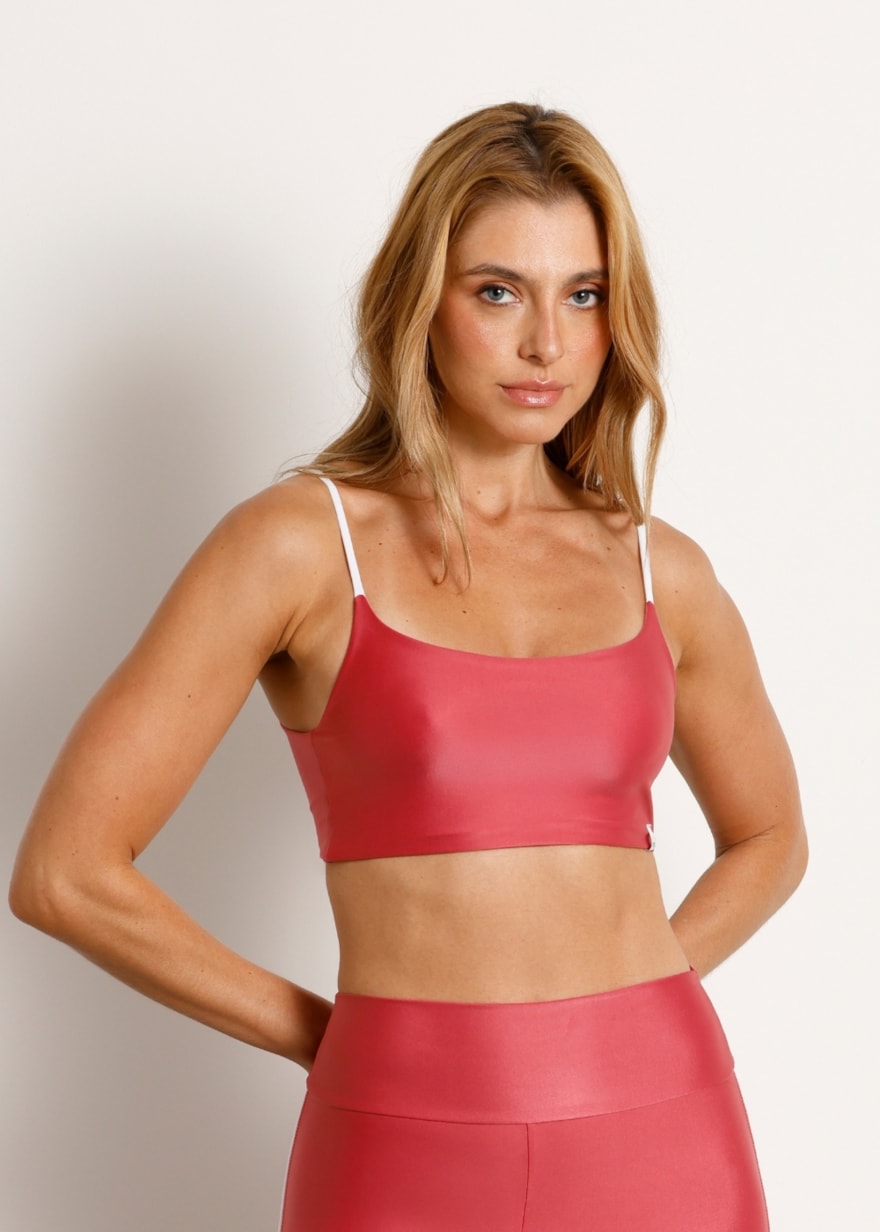 TOP DUPLA FACE HEAT ATK ROSA ESCURO / BRANCO