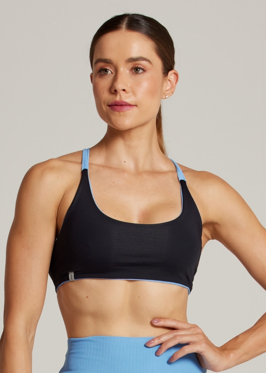 TOP DUPLA FACE LIVING TX - AZUL CELESTE/ PRETO