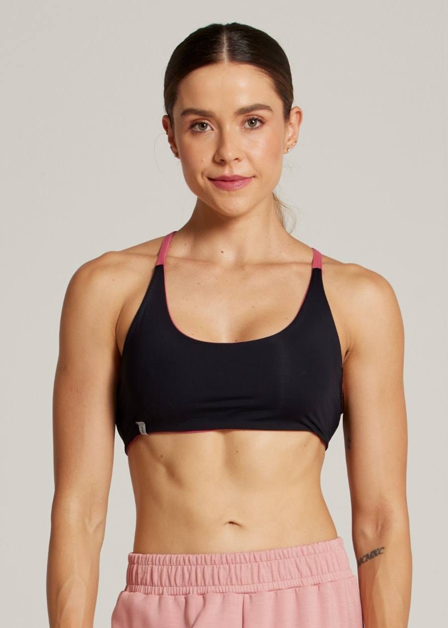 TOP DUPLA FACE LIVING TX - ROSA ESCURO/ PRETO