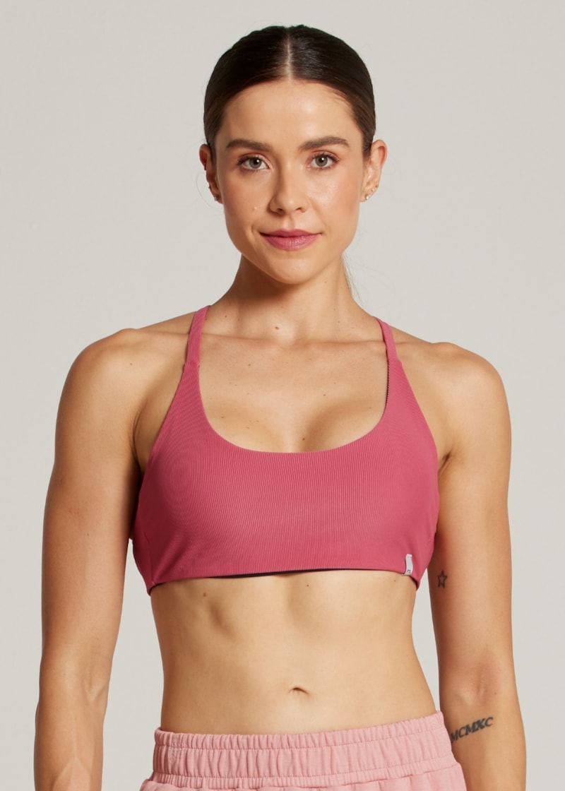 TOP DUPLA FACE LIVING TX - ROSA ESCURO/ PRETO