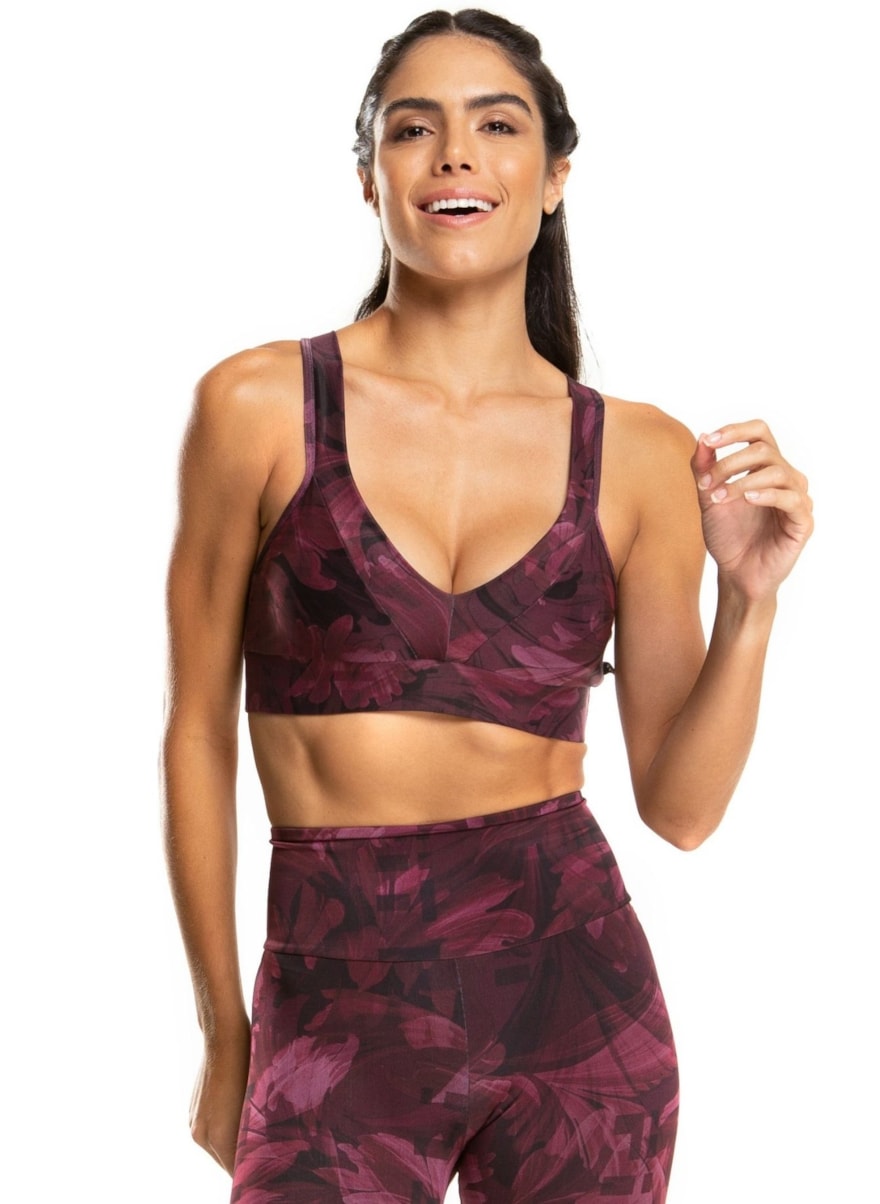 TOP FRENTE V POSTER FLORAL BORDÔ