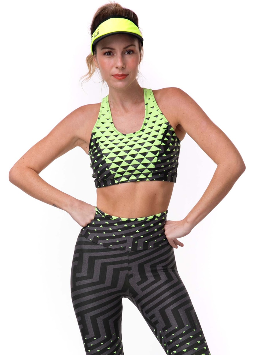 TOP JACQUARD BENSPORT PRETO / VERDE NEON