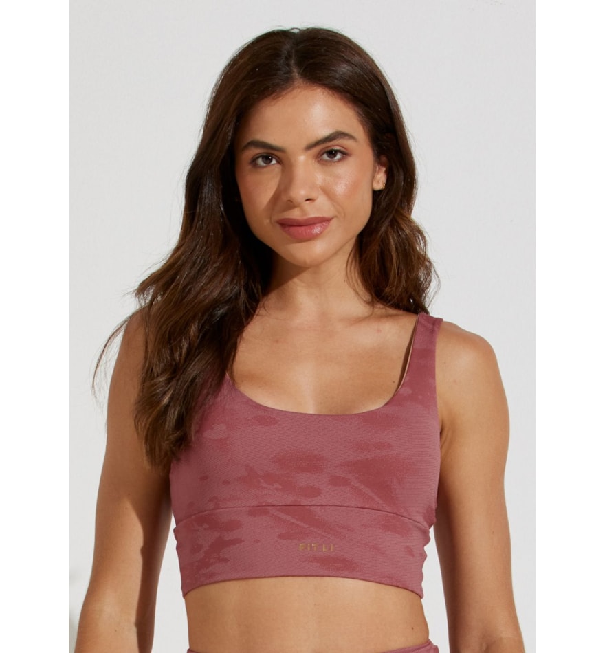 TOP JACQUARD SOLEIL ROSA TERRACOTA COM BOJO REMOVÍVEL