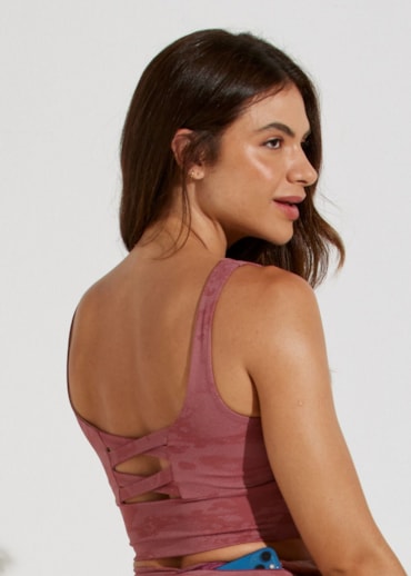 TOP JACQUARD SOLEIL ROSA TERRACOTA COM BOJO REMOVÍVEL
