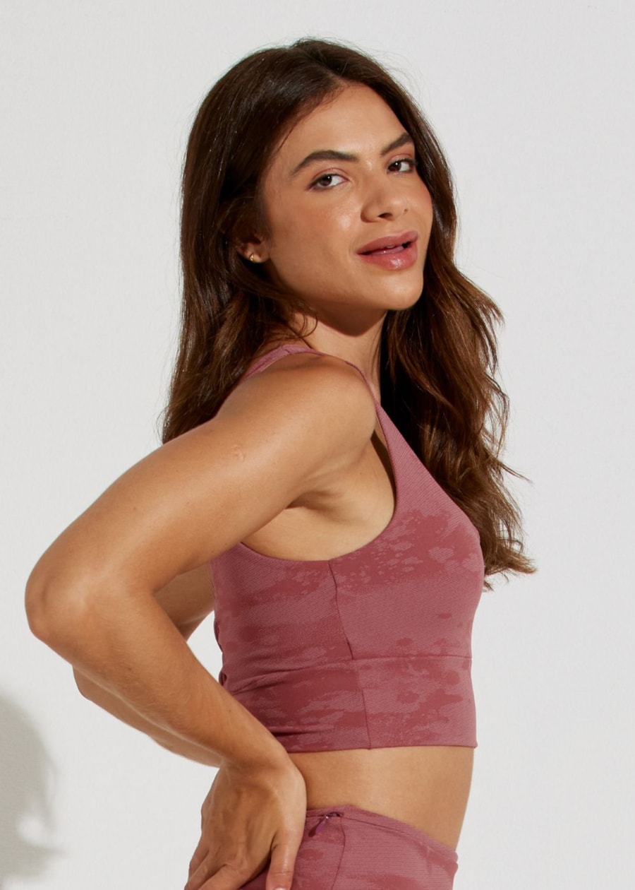 TOP JACQUARD SOLEIL ROSA TERRACOTA COM BOJO REMOVÍVEL