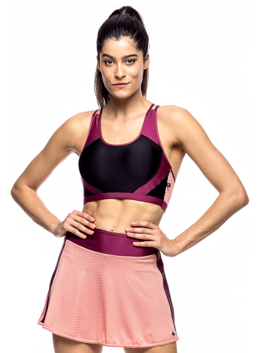 TOP MESH ROSA VIOLETA/PRETO/ROSA CLARO