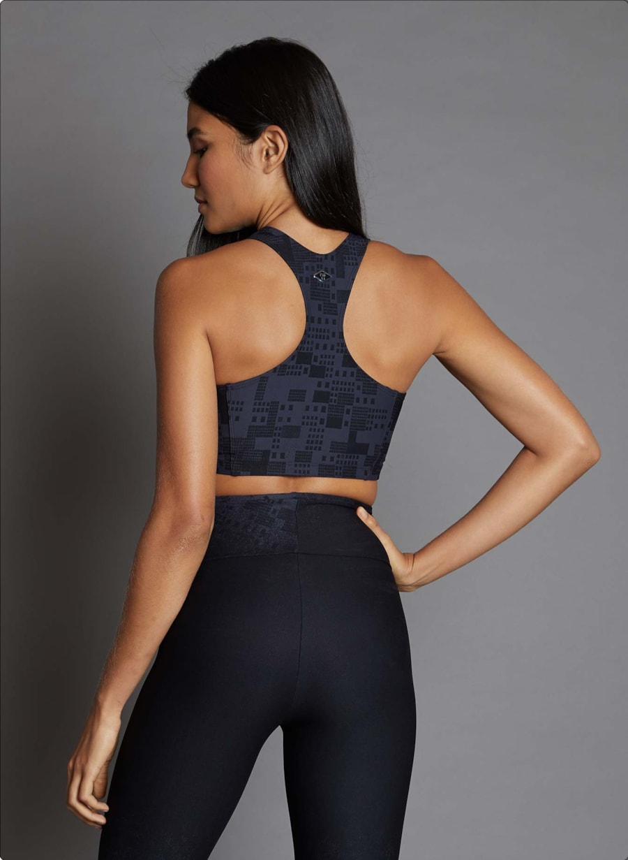 TOP NATAÇÃO JACQUARD PRETO