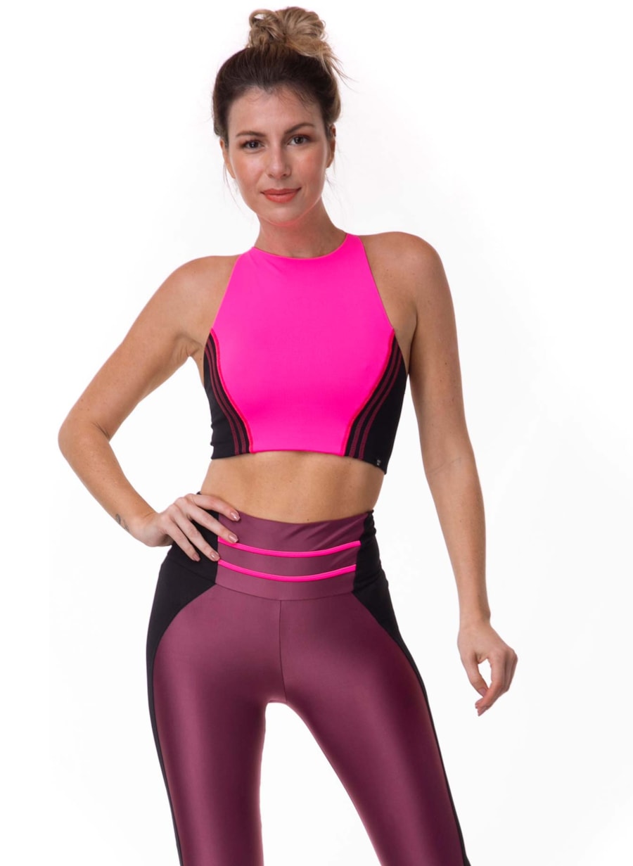 TOP SET ROSA NEON / PRETO