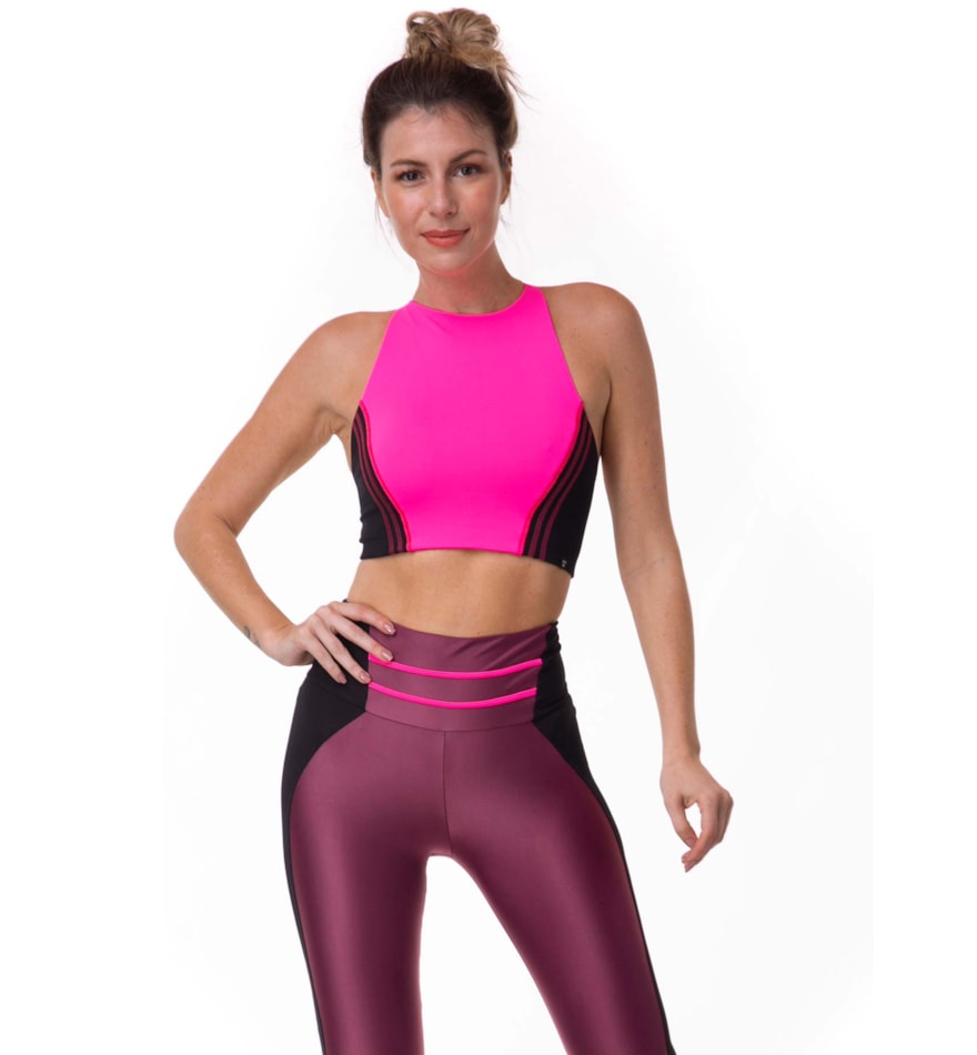 TOP SET ROSA NEON / PRETO