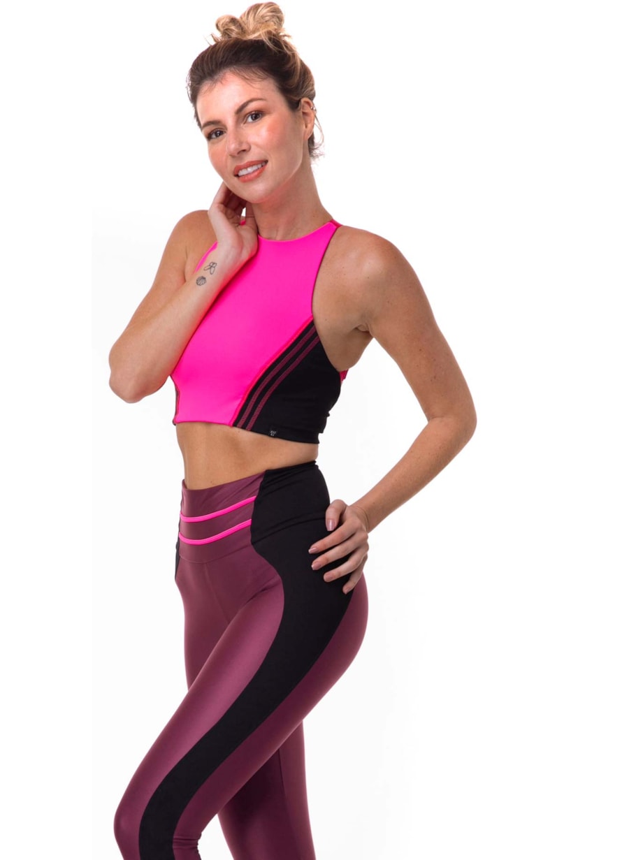 TOP SET ROSA NEON / PRETO