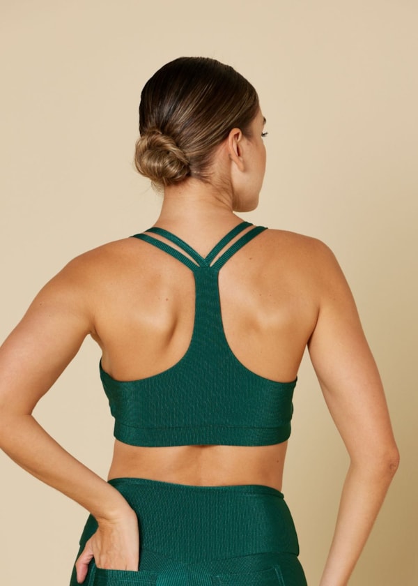 TOP TEXTURA E DECOTE V POEMA VERDE PETRÓLEO