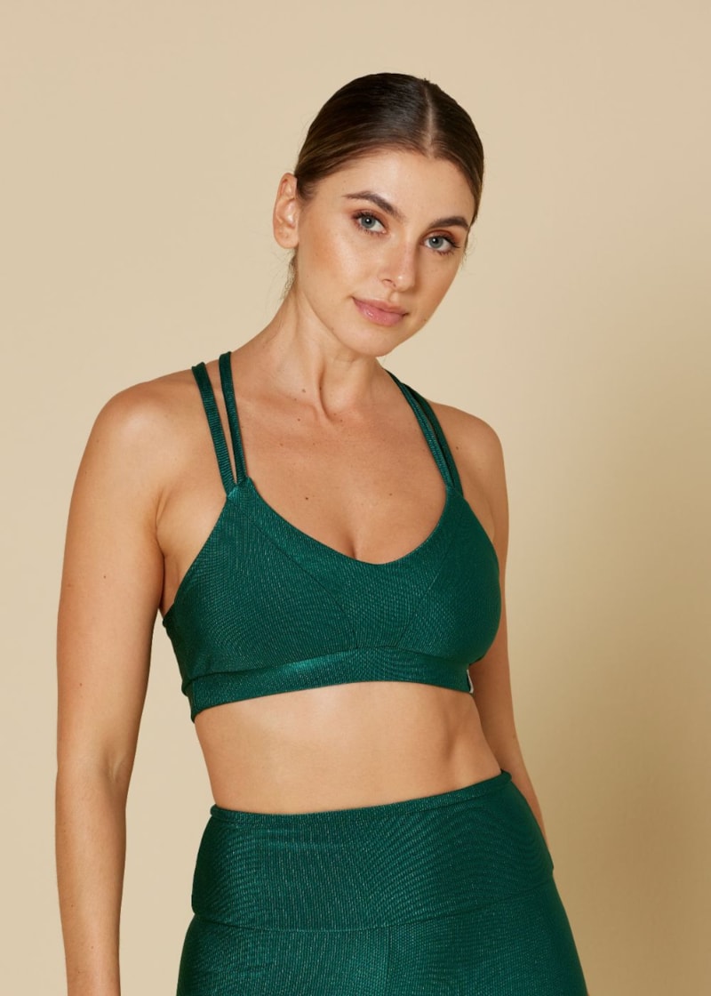 TOP TEXTURA E DECOTE V POEMA VERDE PETRÓLEO