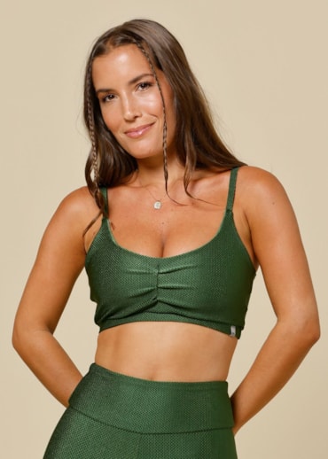 Produto TOP TEXTURA VIBRATI_ON DRI VERDE MILITAR COM BOJO REMOVÍVEL