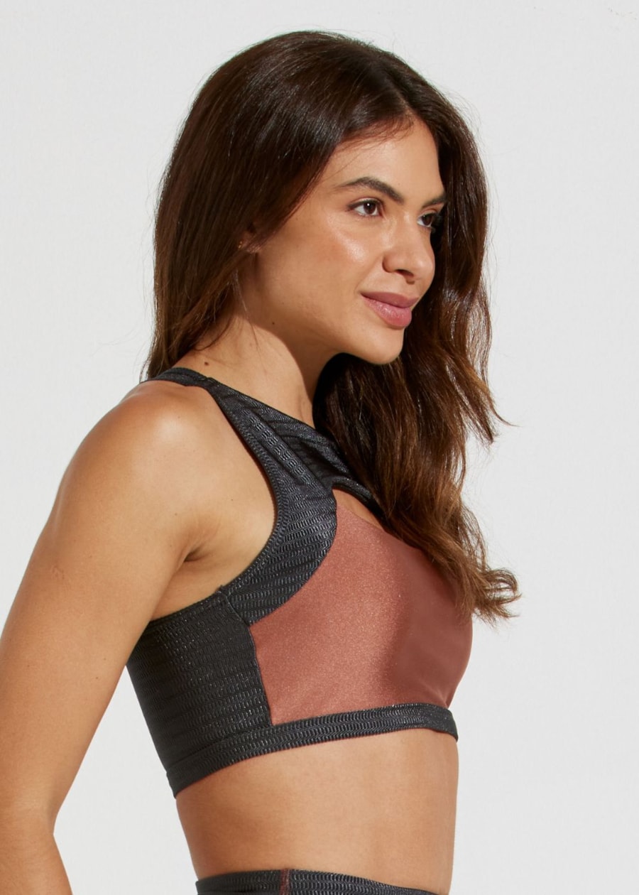 TOP TEXTURIZADO LA NUIT CINZA GRAFITE COM BOJO REMOVÍVEL