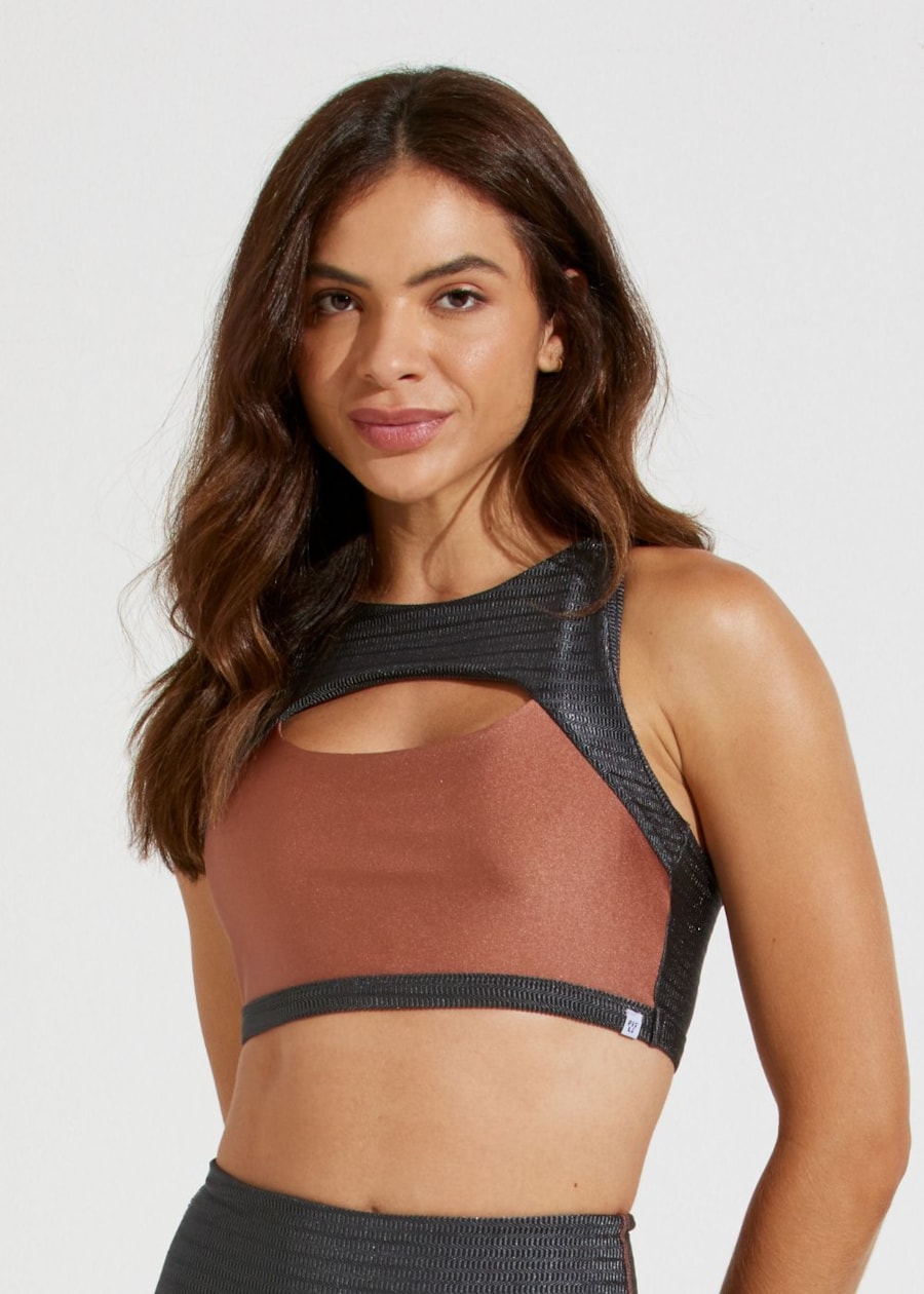 TOP TEXTURIZADO LA NUIT CINZA GRAFITE COM BOJO REMOVÍVEL