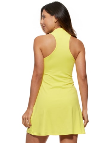 VESTIDO COLORBLOCK AMARELO COM SHORT INTERNO E BOLSOS