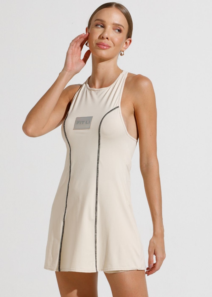 VESTIDO SUMMIT OFF WHITE COM SHORT E BOLSOS